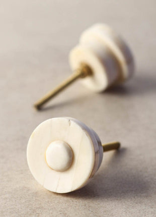 Round Cream Resin Bone Dresser Cabinet Knob With Circle