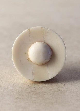 Round Cream Resin Bone Dresser Cabinet Knob With Circle