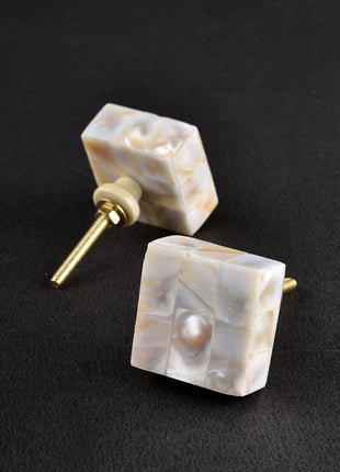 Square Shaped Mother Of Pearl Drawer Cabinet Knob