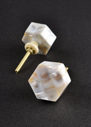 Hexagonal Shaped  Mother Of Pearl Dresser Cabinet Knob