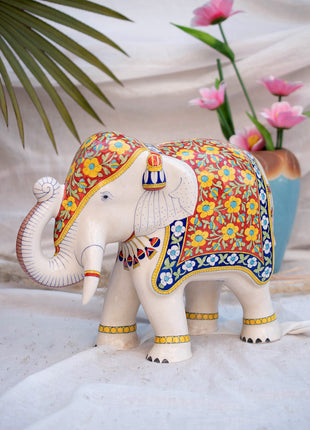 Pair of Handmade Decorative Blue Pottery Elephant – Symbol of Strength & Power and Wisdom & Loyalty