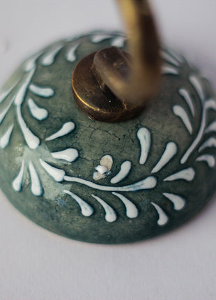 Handmade Floral Design Ceramic Round Wall Hook