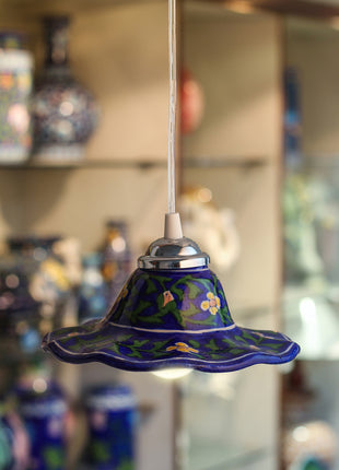 Blue Base with Green Leaves Hanging Lamp