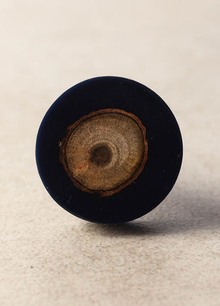Round Resin Royal Blue And Wooden Dresser Cabinet Knob