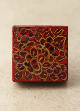 Red and Black Square Wooden Knob