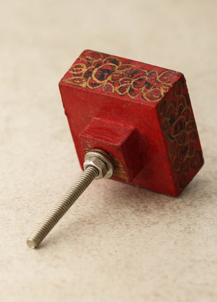 Red and Black Square Wooden Knob