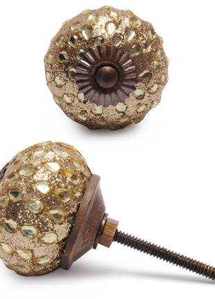 Stylish Golden Sand Base Drawer Knob With Glass Dew Drops