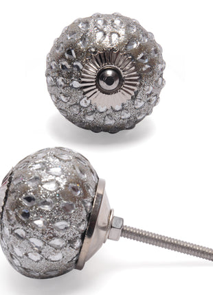 Stylish Silver Sand Base Drawer Knob With Glass Dew Drops