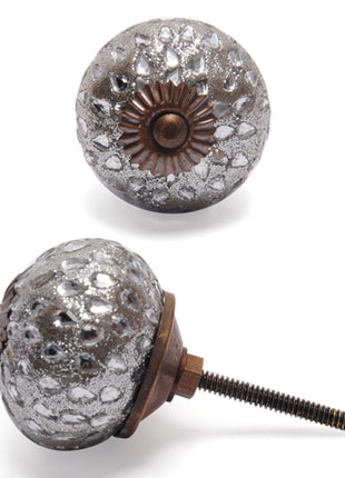 Stylish Silver Sand Base Drawer Knob With Glass Dew Drops