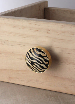 Round Shaped Leopard Print Wooden Drawer Cabinet Knob