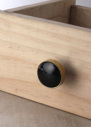 Handmade Round Solid Black Wooden Wardrobe Cabinet Knob