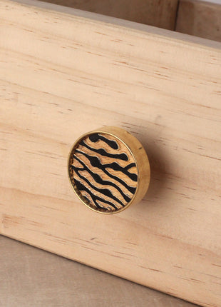 Black And Golden Zebra Print Brass Drawer Cabinet Knob
