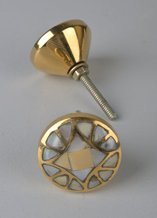 Unique Brass Mother of Pearl Drawer Cabinet Knob