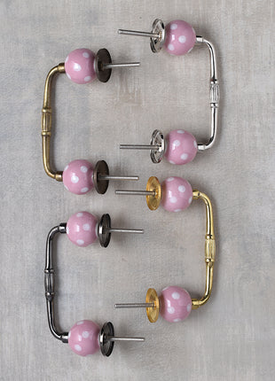 Designer Pink Cabinet Pull With White Polka-Dots