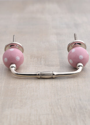 Designer Pink Cabinet Pull With White Polka-Dots