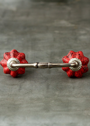 Round Red And White Textured Handmade Cabinet Pull