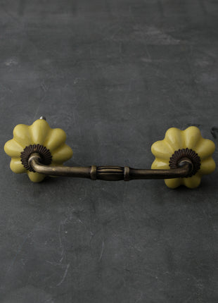 Solid Yellow Handmade Flower Shape Ceramic Cabinet Pull
