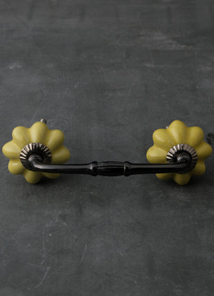 Solid Yellow Handmade Flower Shape Ceramic Cabinet Pull
