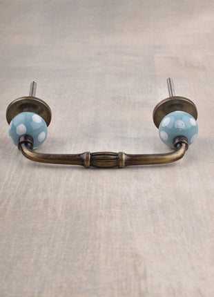 Turquoise Round Cabinet Pull With White Polka Dots