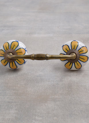 Well Designed White Base Cabinet Pull With Yellow Flower