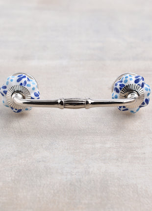 Blue and Turquoise Flowers with White Base Ceramic knob