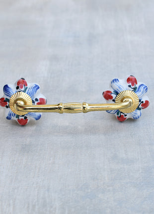 Floral White Royal Ceramic Door Pull With Multicolor Print