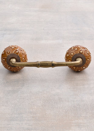 Stylish Brown Ceramic Dresser Pull With Embossed Design