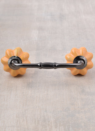 Flower Shaped Solid Mustard Ceramic Drawer Cabinet Pull