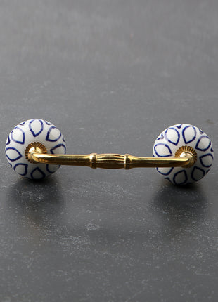 Elegant White Ceramic Handle With Blue Design