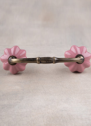 Antique Floral Crackle Pink Ceramic Drawer Pull