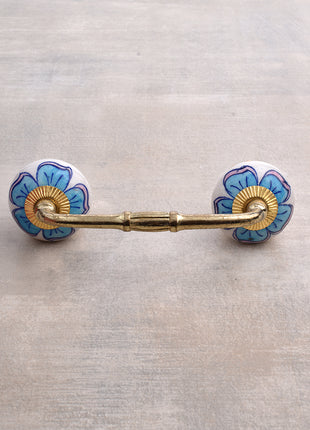Turquoise Floral Shaped Round Beaded Kitchen Cabinet Pull