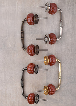 Solid Brown Melon Shaped Ceramic Kitchen Cabinet Pull
