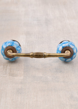 Flower Shaped Turquoise And White Textured Dresser Cabinet Pull