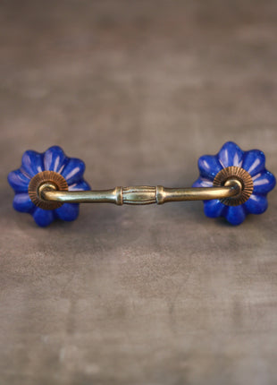 Solid Blue Handmade Flower Shape Ceramic Dresser Cabinet Pull