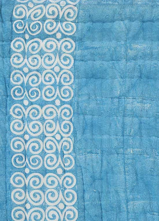 Spiral Blue Hand Block Print Cotton Quilt