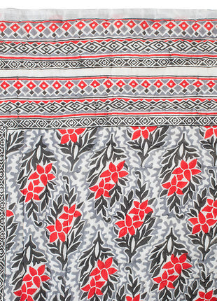 Tropicana Black and Red Hand Block Print Cotton Quilt