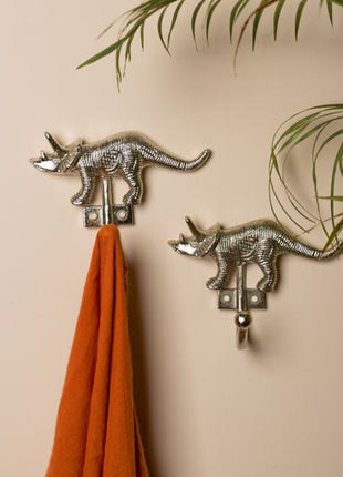 Decorative Rhinoceros Metal Wall Hooks - Jurassic Wall Hook Hardware
