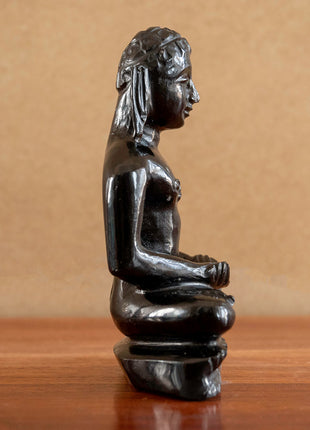 Lord Mahaveer, Mahavir Swami, Jain Tirthankar Handmade Statue Black Obsidian Stone Statue, Idol Mahaveer Statue