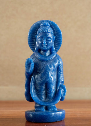 Buddha Standing (Sodalite) Stone Statue, Handcarved Buddha 4.5 inches, Meditation Buddha Statue