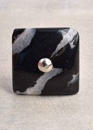 Agate Natural Gemstone Cabinet Furniture Knobs - Black and White
