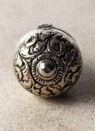 Antique Silver Round Metal Knob