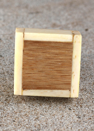 Antique White And Wooden Square Shaped Bone Drawer Cabinet Knob