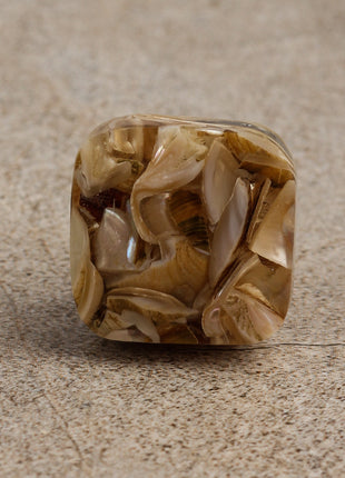 Square Shaped Wood Knobs with Decorative Resin