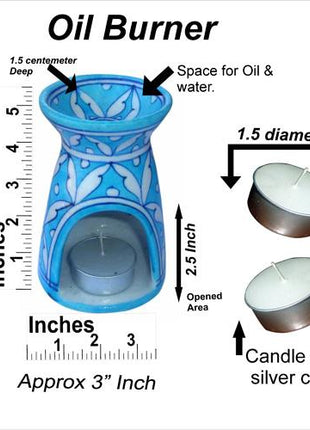 Turquoise, Blue and White Ceramic Pottery Oil Burner/Warmer (02)
