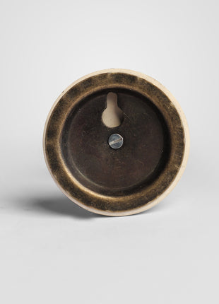 Decorative Offwhite Embossed Ceramic Round Coat Hook