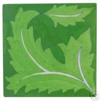 Big light green leaves on green tile (4x4-bpt26)