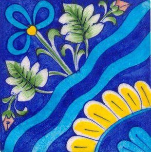 blue turquoise green and yellow design tile 4x4