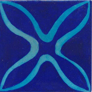 turquoise simple design on blue tile 4x4