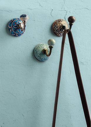 Handmade Multicolor Ceramic Round Wall Hook