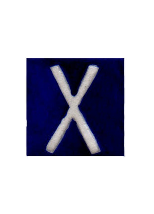 White X alphabet blue tile (2x2)